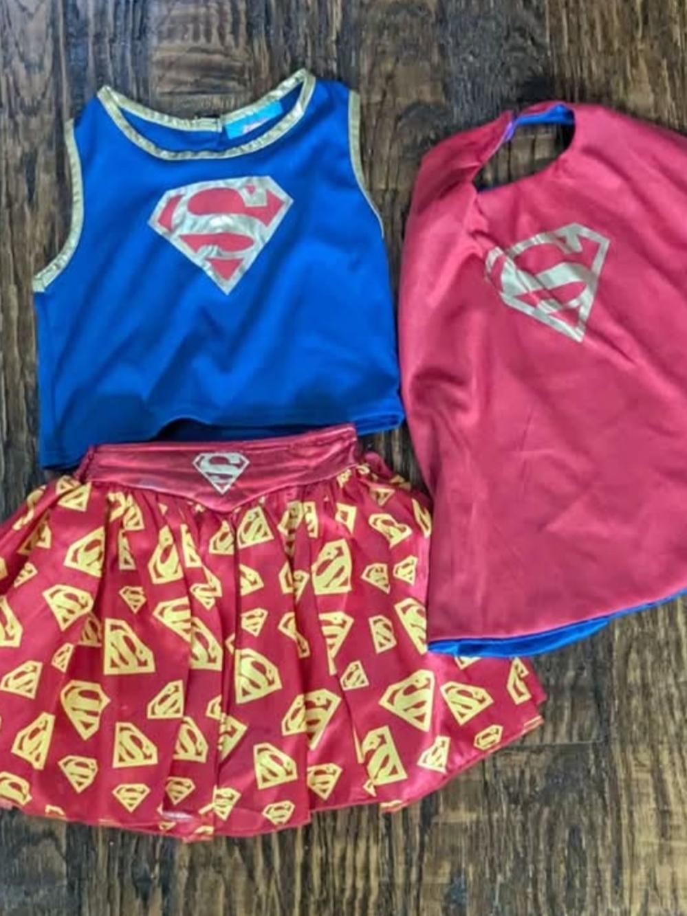 DC Comics Girls Supergirl Costume - Blue Top, Red Skirt & Cape